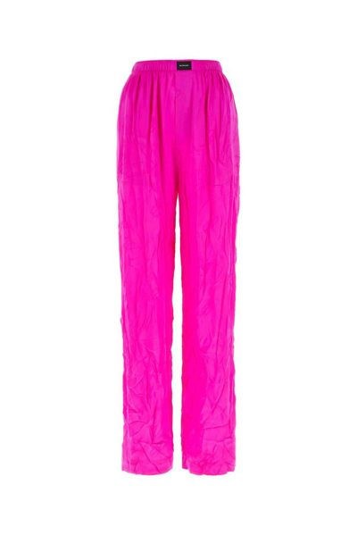 Shop Balenciaga Logo Patch Ruched Trousers In Pink