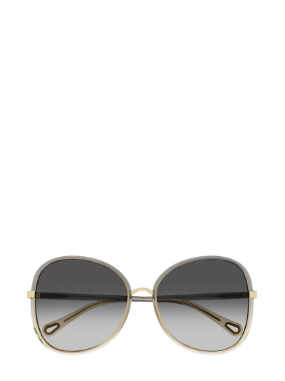 Shop Chloé Eyewear Buttefly Frame Sunglasses In Gold