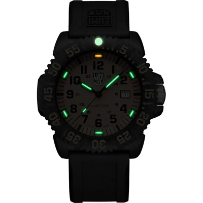 Pre-owned Luminox Sea Lion X2.2059.1 Carbonox Men's 100m Black /orange 44mm Watch