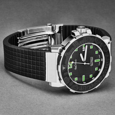 Pre-owned Paul Picot Men's 'c-type' Black Dial Black Strap Automatic Watch P4118.sngnn3016
