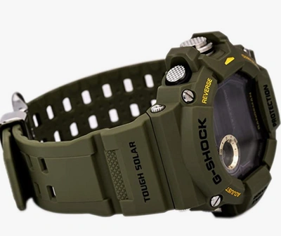 Pre-owned Casio G-shock Master Of G-land 9400 Series Triple Sensor Green Watch Gw9400-3