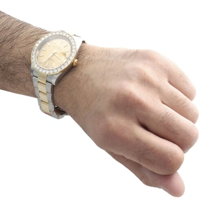 Pre-owned Rolex Mens 126333  Datejust 41mm Two Tone Diamond Watch Champagne Stick Dial 5 Ct In White