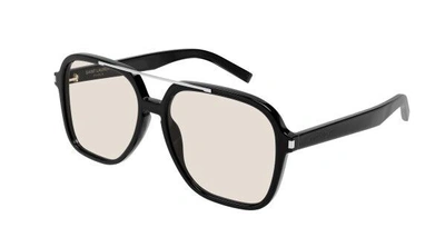 Pre-owned Saint Laurent Sl 545 001 Black/yellow Square Women's Sunglasses