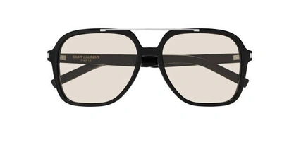 Pre-owned Saint Laurent Sl 545 001 Black/yellow Square Women's Sunglasses