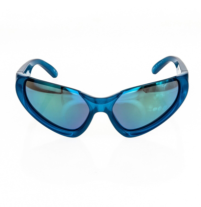 Pre-owned Balenciaga Xpander Cat 0202 Blue Glitter Mirror Unisex Mask Sunglass Bb0202s 002