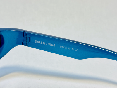 Pre-owned Balenciaga Xpander Cat 0202 Blue Glitter Mirror Unisex Mask Sunglass Bb0202s 002