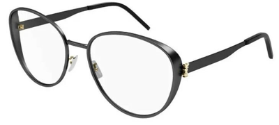 Pre-owned Saint Laurent Sl M93-003 Black/black Metal Round Women Eyeglasses In Clear