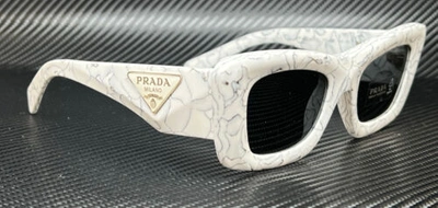 PRADA Pre-owned Pr 13zs 17d5s0 Matte White Marble Women's 50 Mm Sunglasses In Gray