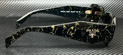 Pre-owned Prada Pr 17ws 19d01t Black Marble Dark Brown Women's 49 Mm Sunglasses