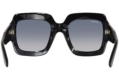 Pre-owned Gucci Gg1111s 001 Sunglasses Women's Black/light Blue Gradient Square Shape In Gray
