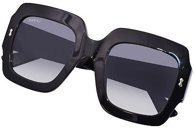 Pre-owned Gucci Gg1111s 001 Sunglasses Women's Black/light Blue Gradient Square Shape In Gray