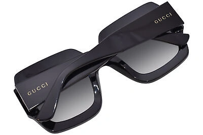 Pre-owned Gucci Gg1111s 001 Sunglasses Women's Black/light Blue Gradient Square Shape In Gray