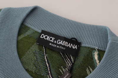 Pre-owned Dolce & Gabbana Sweater Jungle Wool Silk Pullover Logo It46 / Us36 / S 4500usd In Multicolor