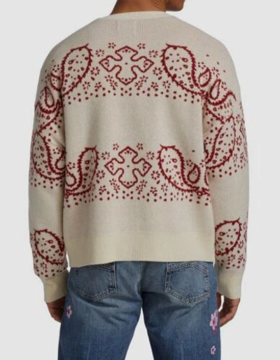 Pre-owned Rhude $1322  Men's Beige Bandana Stripe Cardigan Sweater Size L