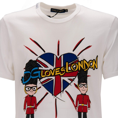 Pre-owned Dolce & Gabbana Cotton T-shirt Dg Loves London Heart White Red 48 38 M 12550