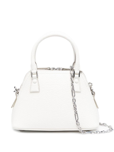 Shop Maison Margiela Leather Tote Bag In White