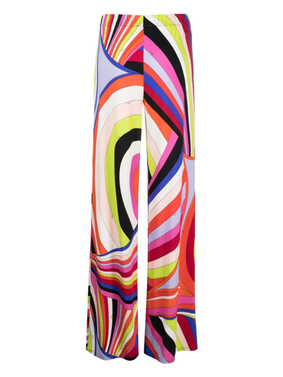 Shop Pucci Swirl-print Wide-leg Trousers In Pink