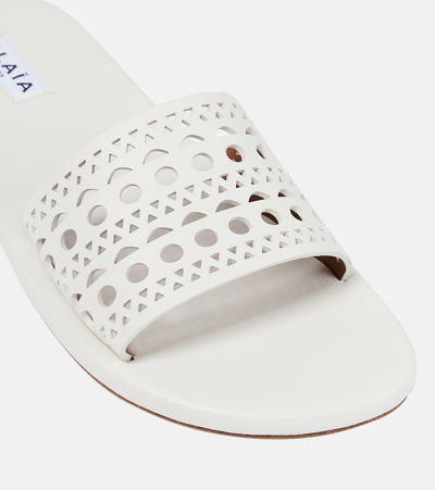 Shop Alaïa Laser-cut Leather Mules In White