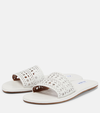 Shop Alaïa Laser-cut Leather Mules In White