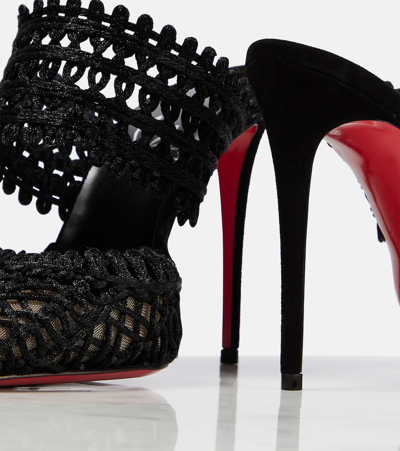 Shop Christian Louboutin Deia Macramé Mules In Black