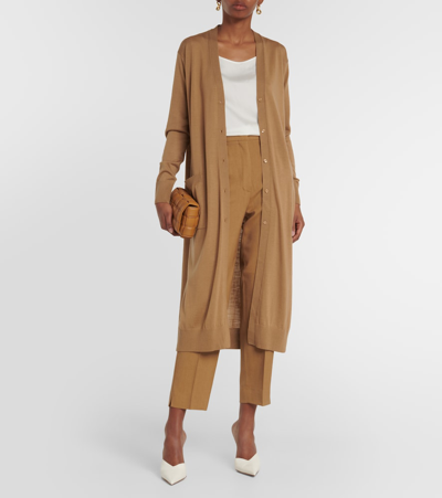 Shop Max Mara Leale Wool Cardigan In Beige