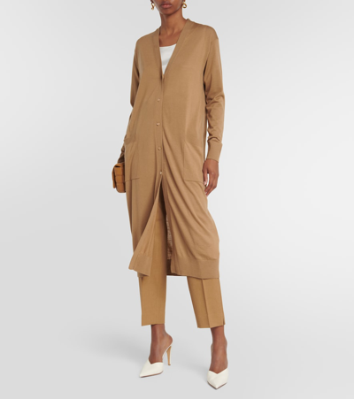 Shop Max Mara Leale Wool Cardigan In Beige