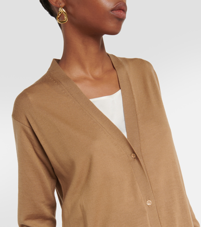 Shop Max Mara Leale Wool Cardigan In Beige