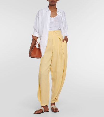 Shop Loro Piana Linen Culottes In Yellow