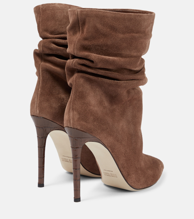 Shop Paris Texas Slouchy Suede Ankle Boots In Brown