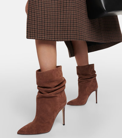 Shop Paris Texas Slouchy Suede Ankle Boots In Brown