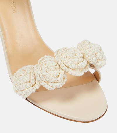 Shop Magda Butrym Floral Crochet And Leather Sandals In Beige