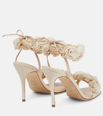 Shop Magda Butrym Floral Crochet And Leather Sandals In Beige