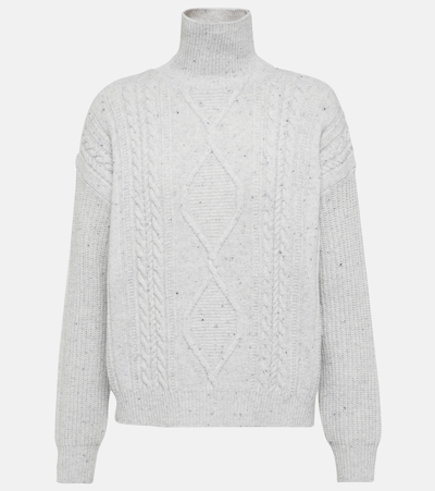 Shop Max Mara Leisure Favore Cable-knit Sweater In White