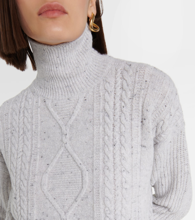 Shop Max Mara Leisure Favore Cable-knit Sweater In White