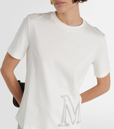 Shop Max Mara Leisure Monviso Cotton-blend T-shirt In White