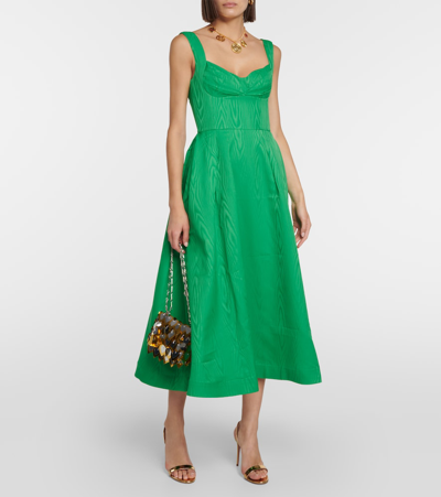 Shop Rebecca Vallance Abigail Pleated Midi Dress In Green