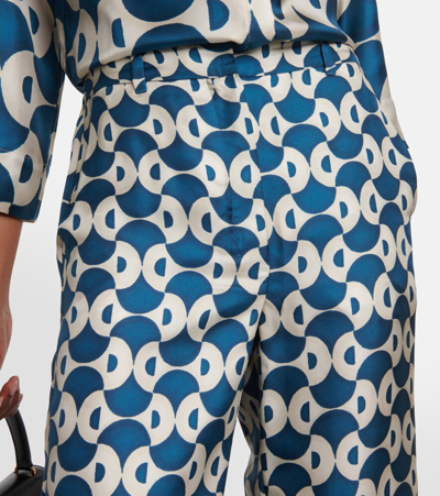 Shop 's Max Mara Timep Floral Silk Wide-leg Pants In Blue