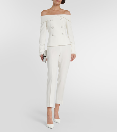 Shop Max Mara Bridal Cady Straight Pants In White