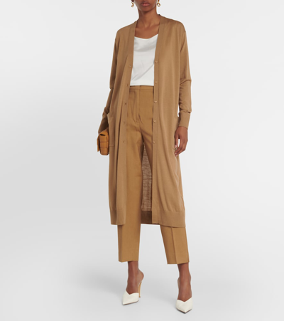Shop Max Mara Mira Wool, Mohair, And Silk Pants In Brown