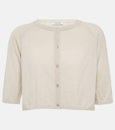 Shop 's Max Mara Tunica Cropped Wool Cardigan In White