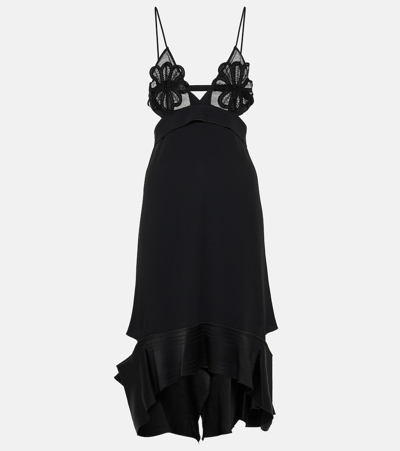 Shop Victoria Beckham Ruffle-trimmed Midi Dress In Black