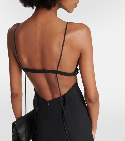 Shop Victoria Beckham Ruffle-trimmed Midi Dress In Black