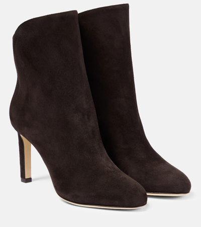 Shop Jimmy Choo Karter 85 Suede Leather Ankle Boots In Brown