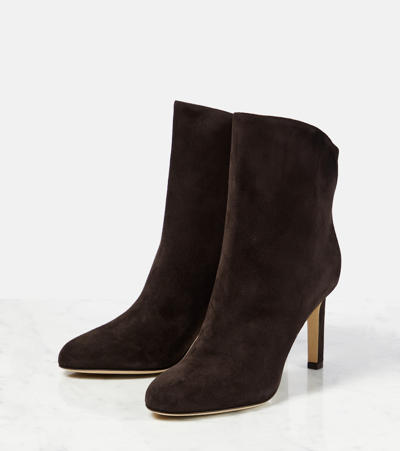 Jimmy Choo Ankle Boots Karter 85 Aus Veloursleder In Brown