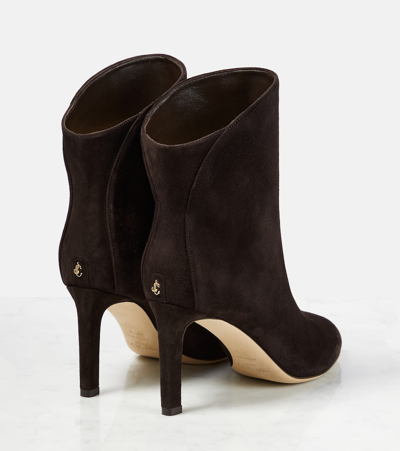 Shop Jimmy Choo Karter 85 Suede Leather Ankle Boots In Brown