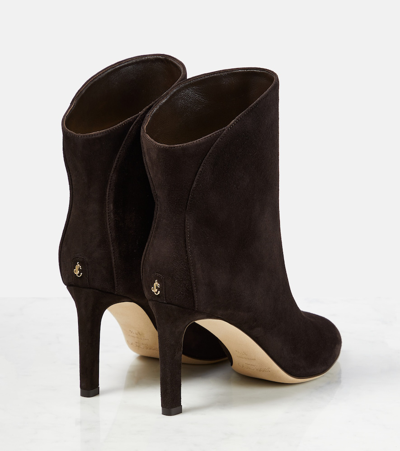 Jimmy Choo Ankle Boots Karter 85 Aus Veloursleder In Brown