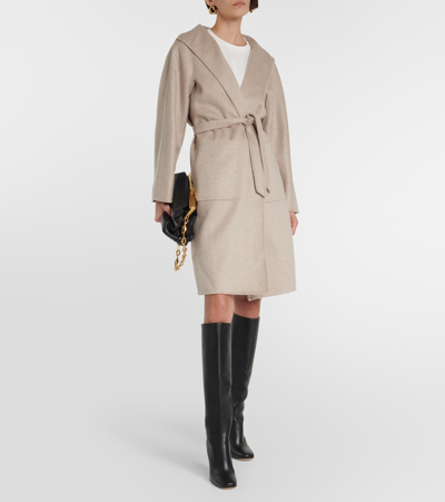 Shop Max Mara Lilia Cashmere Wrap Coat In Beige