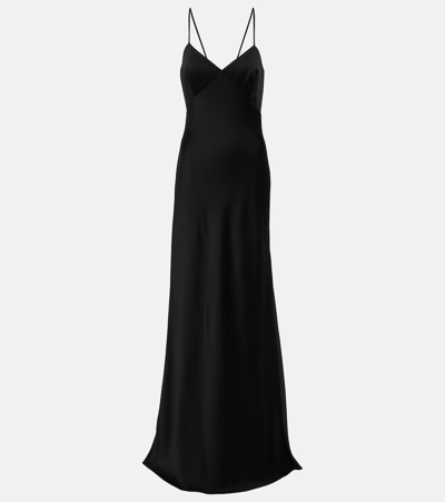 Shop Max Mara Bridal Selce Satin Slip Dress In Black