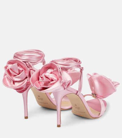 Shop Magda Butrym Floral Satin Sandals In Pink
