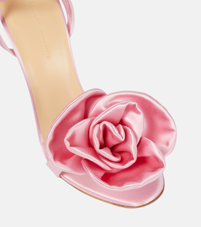 Shop Magda Butrym Floral Satin Sandals In Pink